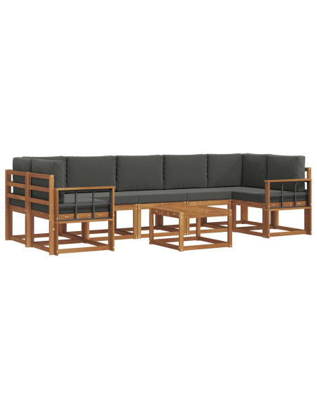 Set di divani da esterno con cuscino 8 pcs Naturale e Antracite