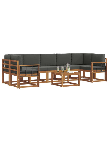 Set di divani da esterno con cuscino 8 pcs Naturale e Antracite