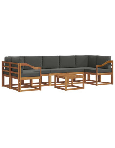 Set di divani da esterno con cuscino 8 pcs Naturale e Antracite 2