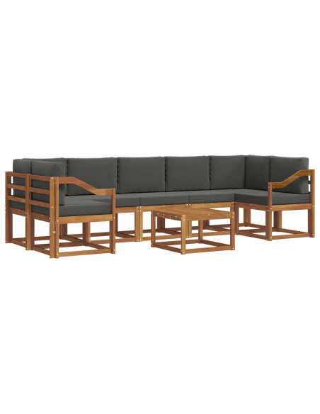 Set di divani da esterno con cuscino 8 pcs Naturale e Antracite