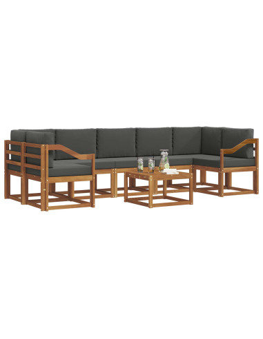 Set di divani da esterno con cuscino 8 pcs Naturale e Antracite