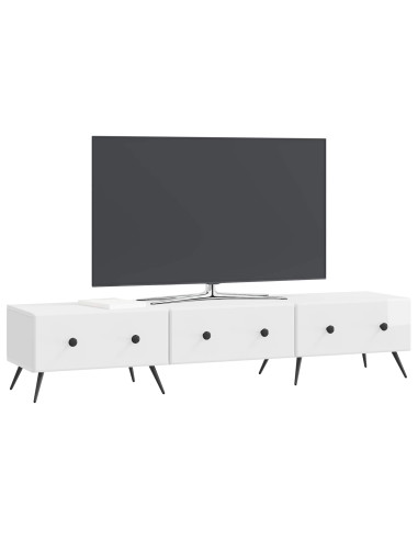 Mobile TV Bianco Lucido 147 x 34,5 x 30 cm Legno ingegnerizzato