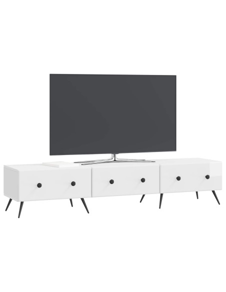 Mobile TV Bianco Lucido 147 x 34,5 x 30 cm Legno ingegnerizzato