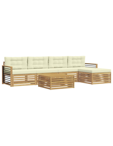 Set di divani da esterno 7 pcs Bianco e Crema Poliestere