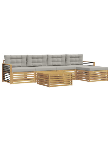 Set di divani da esterno 7 pcs Bianco e Grigio Chiaro
