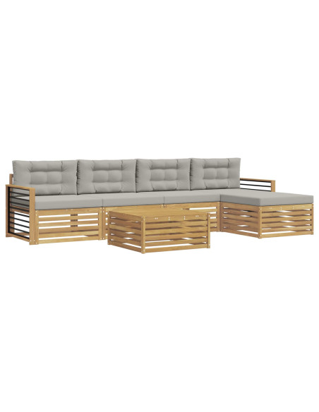 Set di divani da esterno 7 pcs Bianco e Grigio Chiaro