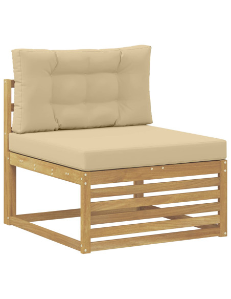 Set di divani da esterno 7 pcs Bianco e Beige Poliestere