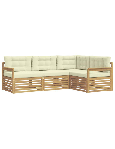 Set di divani da esterno 5 pcs Bianco e Crema Poliestere