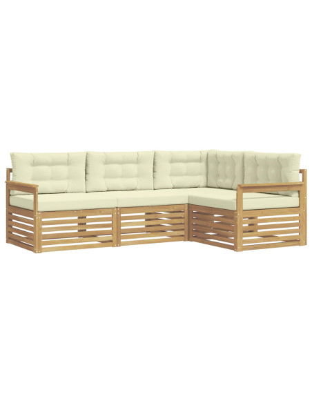Set di divani da esterno 5 pcs Bianco e Crema Poliestere