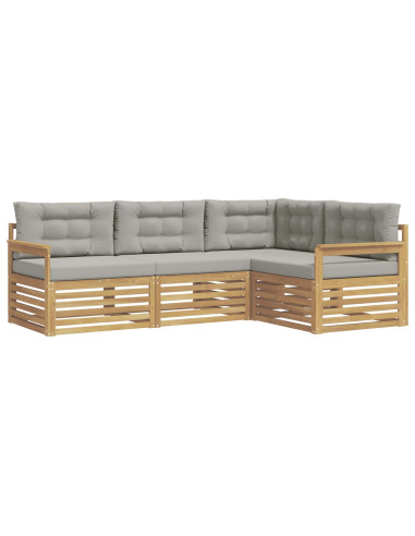 Set di divani da esterno 5 pcs Bianco e Grigio Chiaro