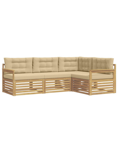 Set di divani da esterno 5 pcs Bianco e Beige Poliestere