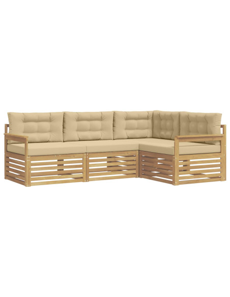 Set di divani da esterno 5 pcs Bianco e Beige Poliestere