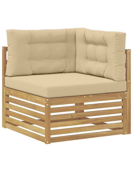 Set di divani da esterno 5 pcs Bianco e Beige Poliestere