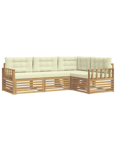 Set di divani da esterno 5 pcs Bianco e Crema Poliestere