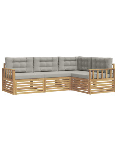 Set di divani da esterno 5 pcs Bianco e Grigio Chiaro 2