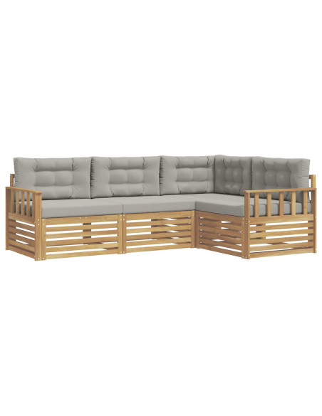 Set di divani da esterno 5 pcs Bianco e Grigio Chiaro