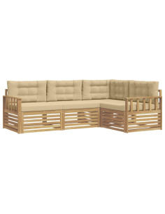 Set di divani da esterno 5 pcs Bianco e Beige Poliestere 2