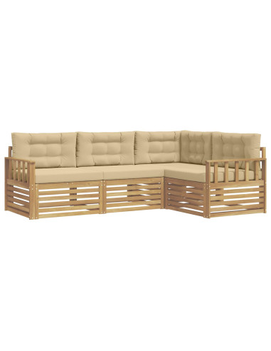 Set di divani da esterno 5 pcs Bianco e Beige Poliestere