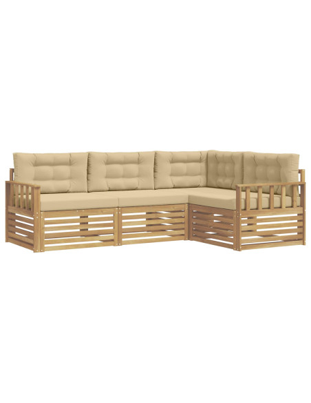 Set di divani da esterno 5 pcs Bianco e Beige Poliestere