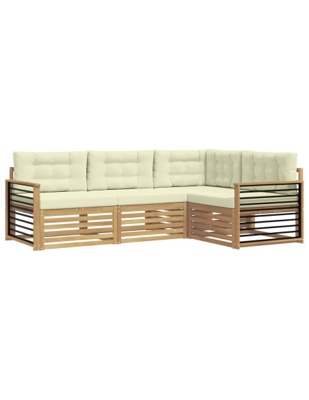 Set di divani da esterno 5 pcs Bianco e Crema Poliestere