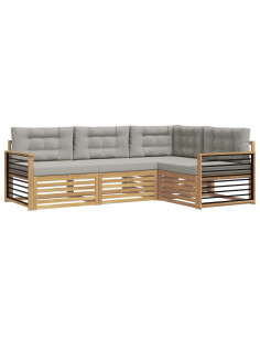 Set di divani da esterno 5 pcs Bianco e Grigio Chiaro 2