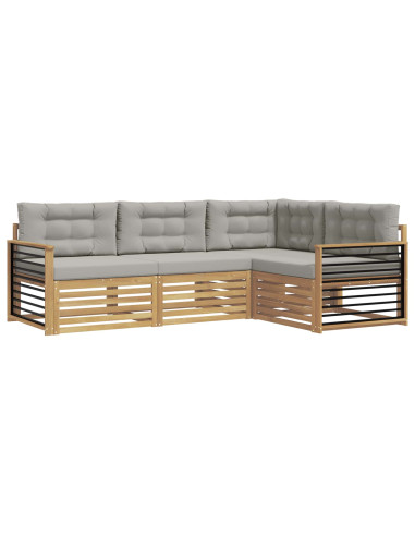 Set di divani da esterno 5 pcs Bianco e Grigio Chiaro