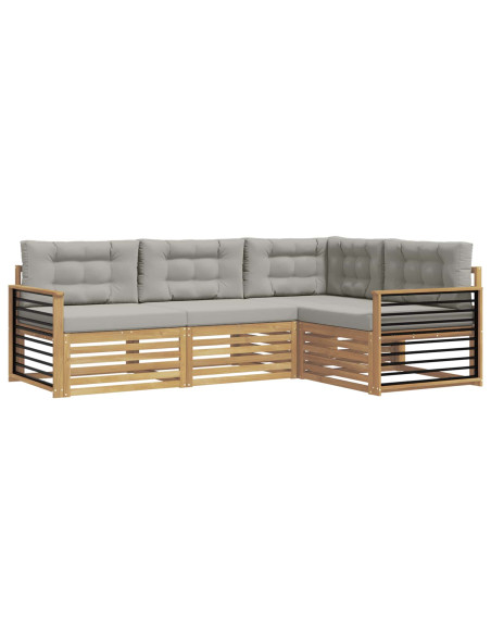 Set di divani da esterno 5 pcs Bianco e Grigio Chiaro
