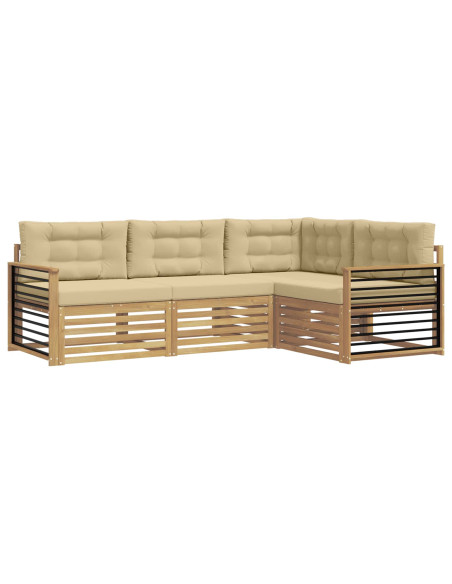 Set di divani da esterno 5 pcs Bianco e Beige Poliestere