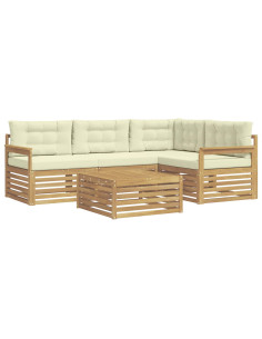 Set di divani da esterno 6 pcs Bianco e Crema Poliestere 2