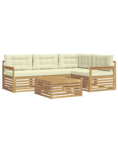 Set di divani da esterno 6 pcs Bianco e Crema Poliestere