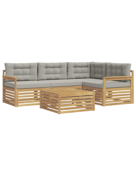 Set di divani da esterno 6 pcs Bianco e Grigio Chiaro