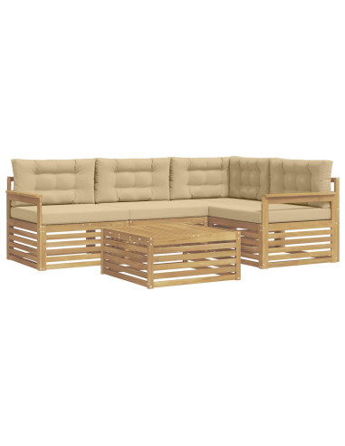 Set di divani da esterno 6 pcs Bianco e Beige Poliestere