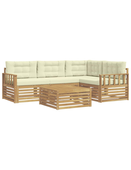 Set di divani da esterno 6 pcs Bianco e Crema Poliestere