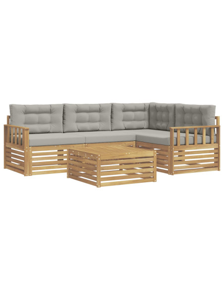 Set di divani da esterno 6 pcs Bianco e Grigio Chiaro