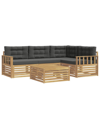 Set di divani da esterno 6 pcs Bianco e Antracite Poliestere