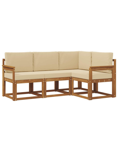Set di divani da esterno con cuscino 4 pcs Naturale e Beige