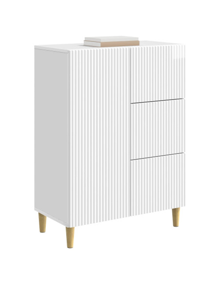 Credenza Bianco Lucido 66 x 34,5 x 90 cm Legno ingegnerizzato
