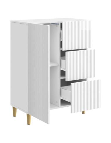 Credenza Bianco Lucido 66 x 34,5 x 90 cm Legno ingegnerizzato