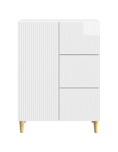 Credenza Bianco Lucido 66 x 34,5 x 90 cm Legno ingegnerizzato