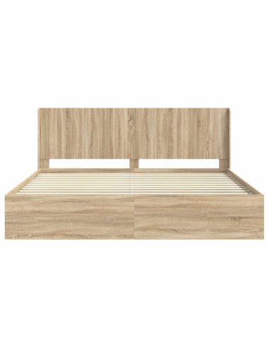 Struttura del letto con stoccaggio e testata Rovere Sonoma