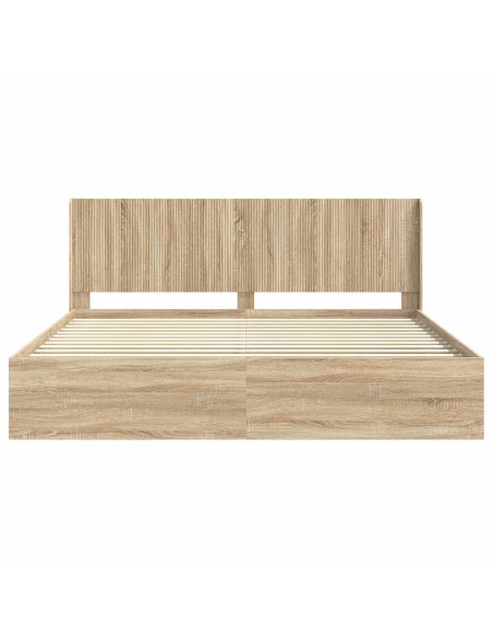 Struttura del letto con stoccaggio e testata Rovere Sonoma