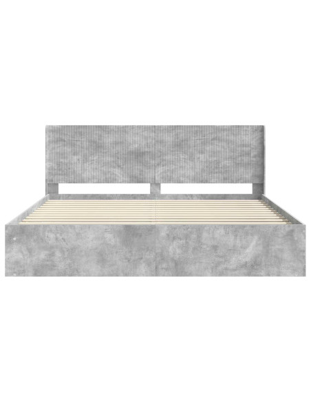 Struttura del letto con stoccaggio e testata Grigio Cemento