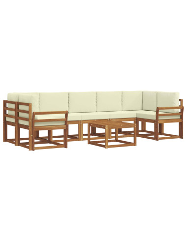 Set di divani da esterno con cuscino 8 pcs Naturale e Crema