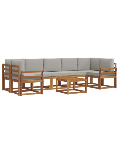 Set di divani da esterno 8 pcs Grigio Naturale e Chiaro