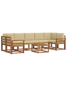 Set di divani da esterno con cuscino 8 pcs Naturale e Beige 2