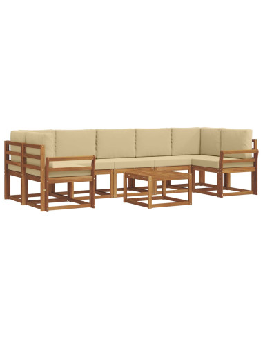 Set di divani da esterno con cuscino 8 pcs Naturale e Beige