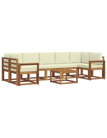 Set di divani da esterno con cuscino 8 pcs Naturale e Crema