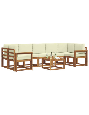 Set di divani da esterno con cuscino 8 pcs Naturale e Crema