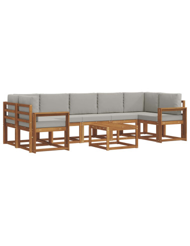 Set di divani da esterno 8 pcs Grigio Naturale e Chiaro