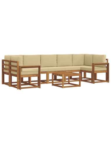 Set di divani da esterno con cuscino 8 pcs Naturale e Beige